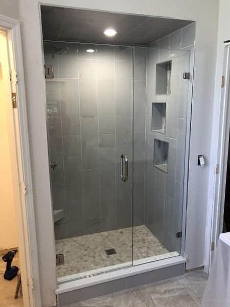 frameless glass shower enclosure by Weatherford Glass