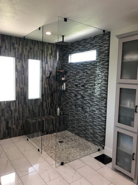 frameless glass shower enclosure by Weatherford Glass